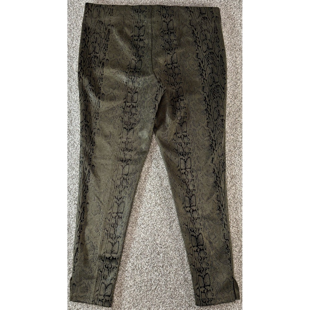 Zac & Rachel Womens Skinny Ankle Leggings Pants Olive Snakeskin NEW Size Large - Picture 5 of 6